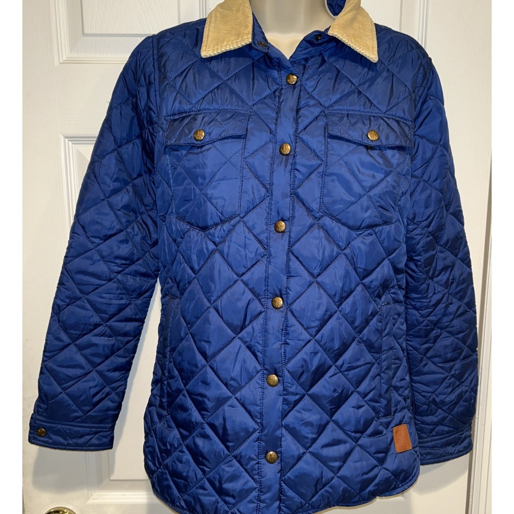 California Dream Who.A.U Quilted Blue Jacket Corduroy Collar Elbow Patch Women M